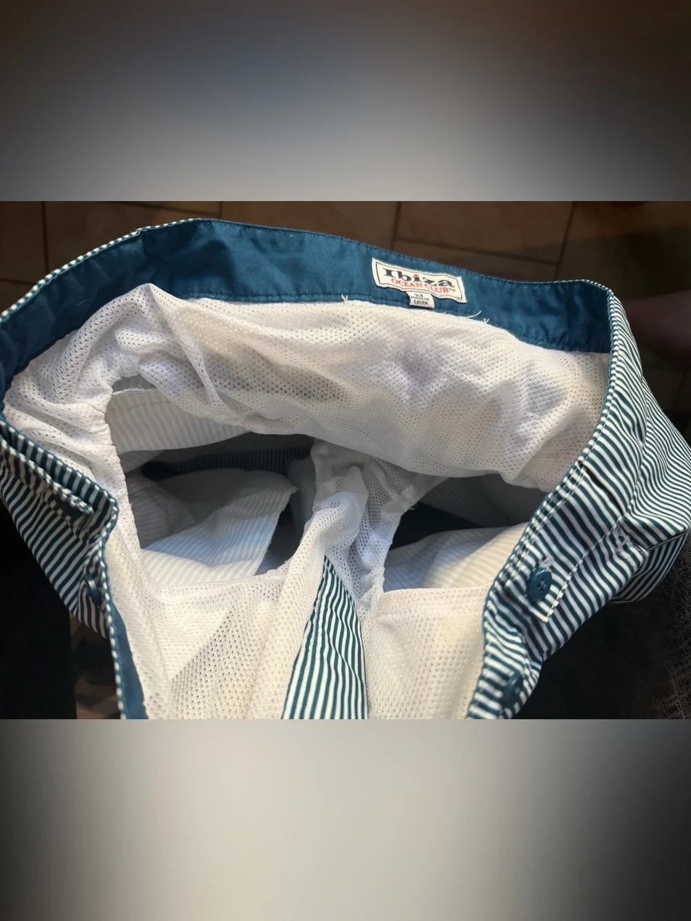Blue Stripe Men’s Swim Trunks